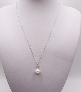 1931 Pt あこや本真珠　7.0㎜up　ダイヤモンド0.09ct　ペンダントネックレス
