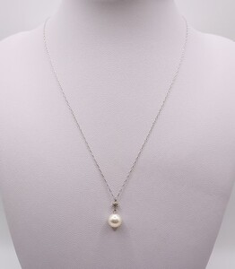 1932 Pt あこや本真珠　6.5㎜up　ダイヤモンド0.09ct　ペンダントネックレス