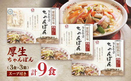 厚生ちゃんぽん スープ付 9食セット(3食セット×3) / 長崎ちゃんぽん ちゃんぽん チャンポン ちゃんぽん麺 めん 麺 麺類 スープ スープ付き 長崎 / 諫早市 / 株式会社白雪食品[AHAI012]