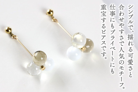 3tenピアス 【白mix】ガラスジュエリー Glass Jewelry grain アクセサリー 秋田