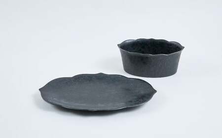 有田焼 桔梗渕 24cm プレート 15cm(H) ボウル 2点セット【金善製陶所】和食器 食器 器 お家カフェ ギフト おしゃれ A30-845