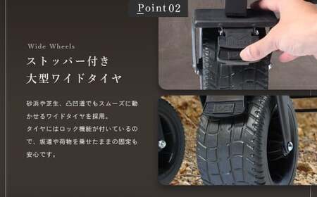 【10営業日以内発送】後方開閉式で大容量積載【NORTH VAST SAUNA】アウトドアワゴン（大容量150L 耐荷重120kg）安定の極太タイヤ ストッパー付 ハンドル無段階調整 キャリーワゴン キャリーカート 折りたたみ コンパクト 収納 アウトドア キャンプ用品