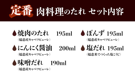 定番 肉料理のたれ 詰め合わせ 5種 × 1本 (計 5本 ) [AH058tu]