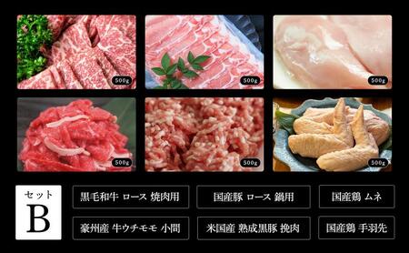 肉屋大石の定期便 ベーシック 2回お届け 牛肉 黒毛和牛 豚肉 鶏肉 ロース 薄切り 挽肉 角切り 手羽先 焼肉 鍋 しゃぶしゃぶ 大田区 東京都