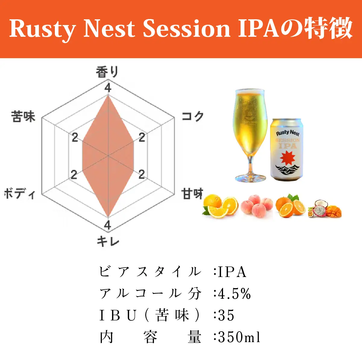 クラフトビール「Rusty Nest Session IPA」350ml ×6本　【ふるさと納税 ビール BEER クラフトビール IPA アメリカンスタイル 九十九里 白里海岸 海風 香り 華やか 苦み 千葉県 大網白里市】　BJ002