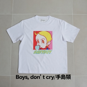＜新登場＞VOICE GATHERING アートプリントT-Shirt(Boys, don’t cry・Lサイズ・1枚) Tシャツ 半袖 トップス ホワイト 白 クルーネック M L サイズ アート デザイン 前面 プリント アーティスト デザイナー 【m103-01-teshima01-L】【パルファン】