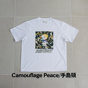 ＜新登場＞VOICE GATHERING アートプリントT-Shirt(Camouflage Peace・Mサイズ・1枚) Tシャツ 半袖 トップス ホワイト 白 クルーネック M L サイズ アート デザイン 前面 プリント アーティスト デザイナー 【m103-01-teshima03-Ｍ】【パルファン】