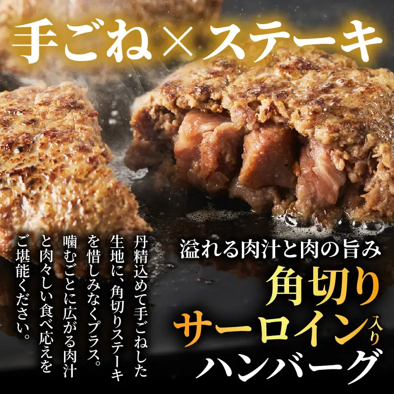 ≪角切りサーロイン入り!!≫宮崎県産黒毛和牛肩ロース100%★ハンバーグPREMIUM(計4個) 肉 牛肉 加工品 惣菜 国産_T025-0505