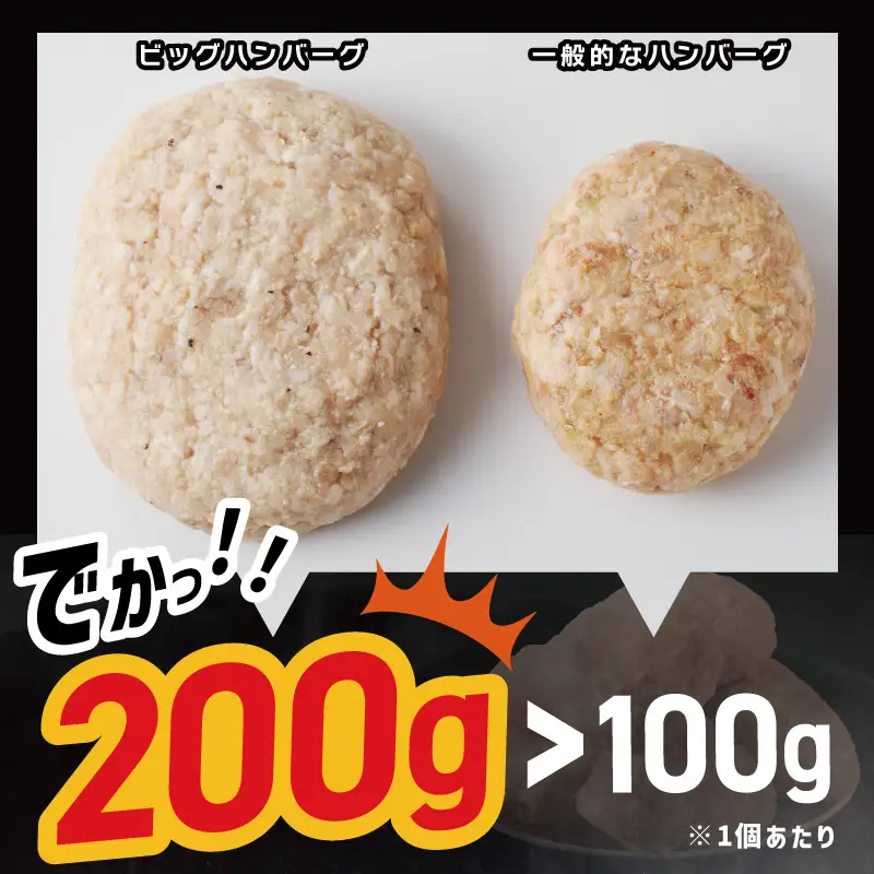 【定期便】黒毛和牛入り BIGハンバーグ（200g×12個）全3回 