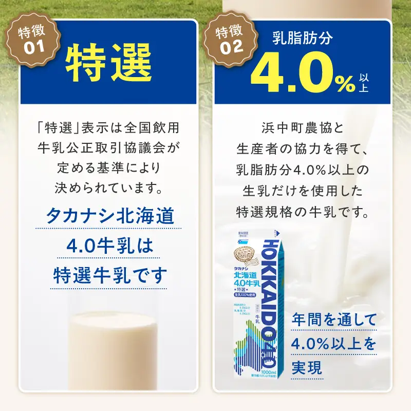 【毎週届く12回定期便】北海道4.0牛乳(1,000ml×2本)_H0026-107