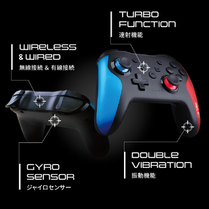 Nintendo Switch ワイヤレス コントローラー HELEC PAD ALTAIR 2個セット (スケルトンブラック) [1232]