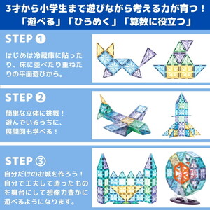 kebo 磁石ブロック 観覧車セット 72pcs | 知育玩具 おもちゃ積み木 立体パズル クリスマス プレゼント 3歳 4歳 5歳 6歳 お誕生日 男の子 女の子 入園 入学 マグネットブロック ラメ入り リニューアル新登場