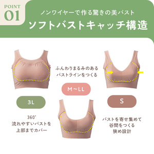 【単品】emmerday！ノンワイヤーブラ ブラジャー ブラ ナイトブラ 夜用 バストケア ノンワイヤー 補正下着 背肉 脇肉 補正 育乳 ブラック・Mサイズ