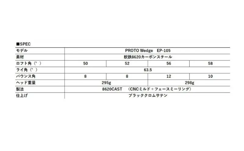 プロトウェッジ EP-105 50°/52°/56°/58° muziik ムジーク ゴルフ ゴルフクラブ PW EP-105　56°