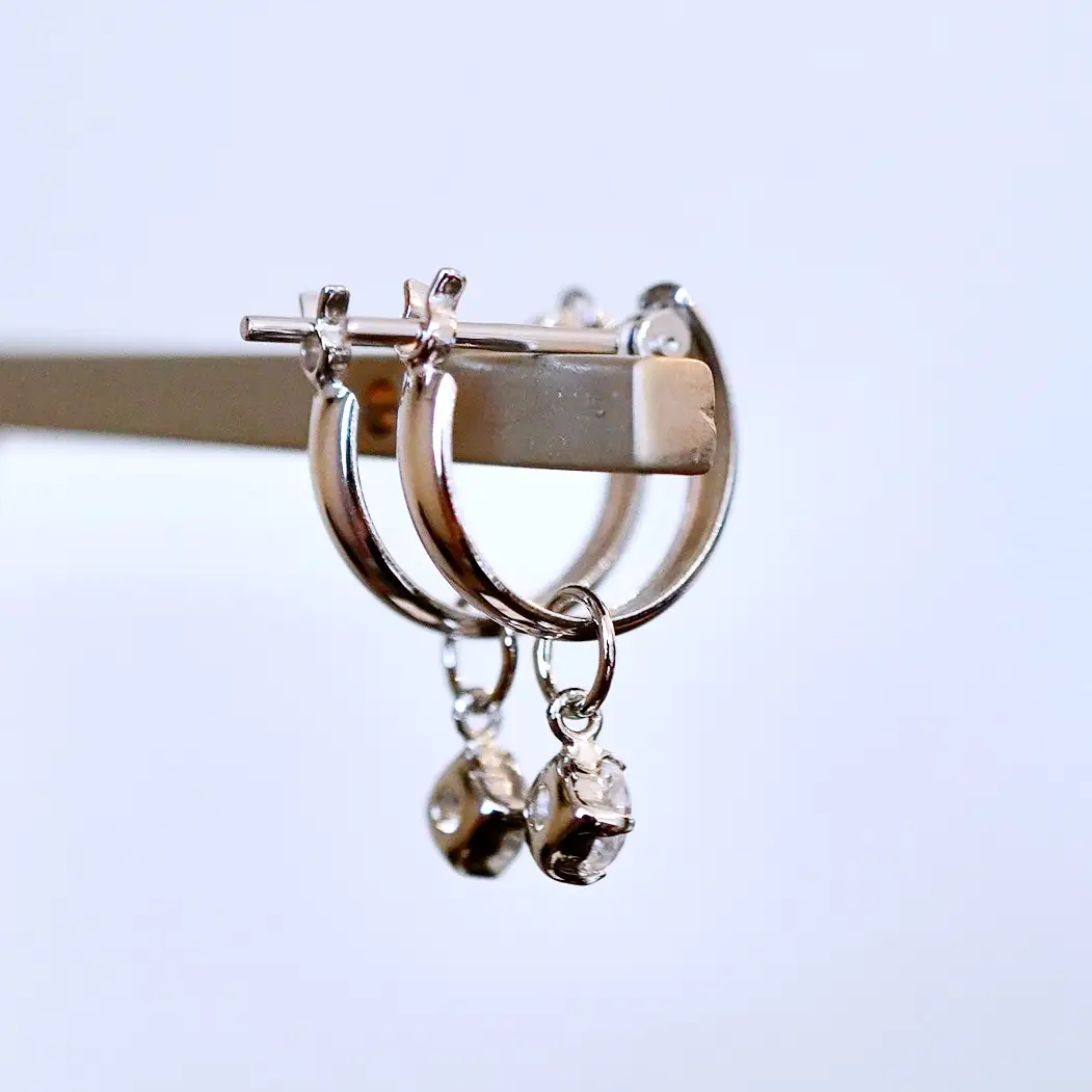 Pt900 プラチナ 2WAY ピアス 地金 ホワイトトパーズ フープピアス(直径10mm) 保証書付 SMK-5249 SWAD098-wtp