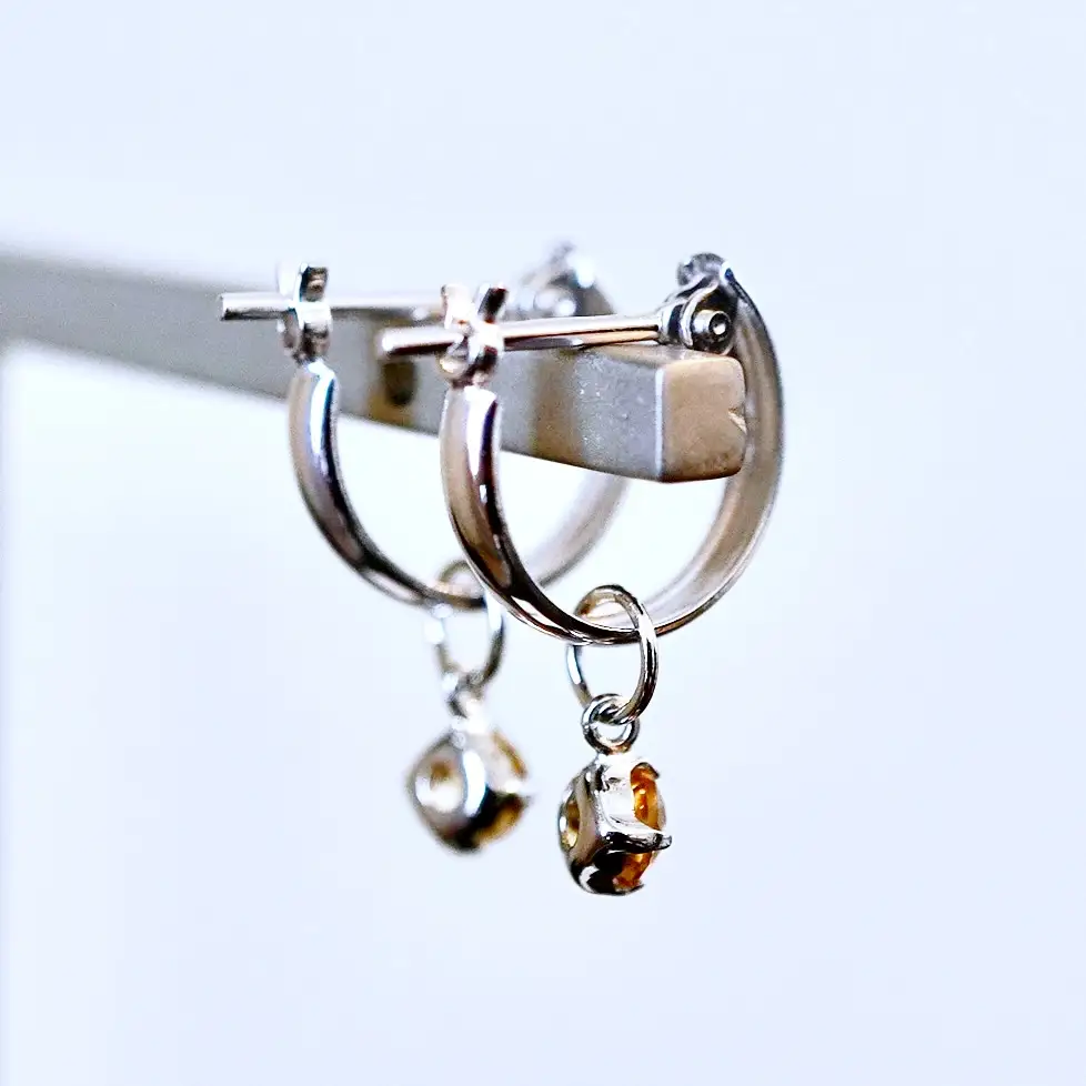 Pt900 プラチナ 2WAY ピアス 地金 シトリン フープピアス(直径10mm) 保証書付 SMK-5249 SWAD098-cit