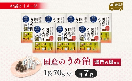 加藤製菓 国産うめ飴 70g×7袋 飴 あめ キャンデイー 個包装 国産 日本産 素材の味 素材 梅 はちみつ 甜菜糖 南高梅 酸味 まろやか 優しい味わい 持ち歩き お取り寄せ 送料無料 愛知県 あま市