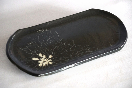 源太夫窯 和食器『長皿』1枚 [黒][0935]