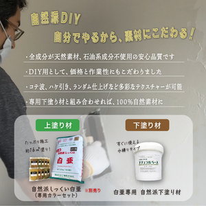 漆喰 自然派しっくい白亜専用 下塗り材 ナチュラルベース mini 水練り 9kg[16平方メートル] | 簡単 DIY 練り済み しっくい 珪藻土 自然素材 リノベ リフォーム 南国市
