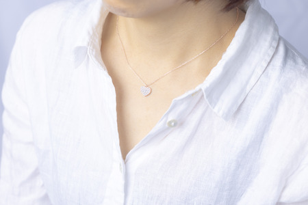 ダイヤモンド ネックレス フラットハートL 0.5ct K18 ピンクゴールド ジュエリー ダイヤ  18金 山梨 H-4819 SWCI011-pg