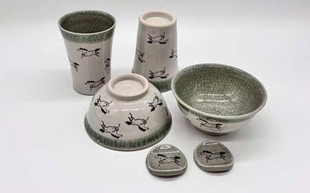 伝統工芸品大堀相馬焼 栖鳳窯 お茶碗とコップのペアセット F6U-365