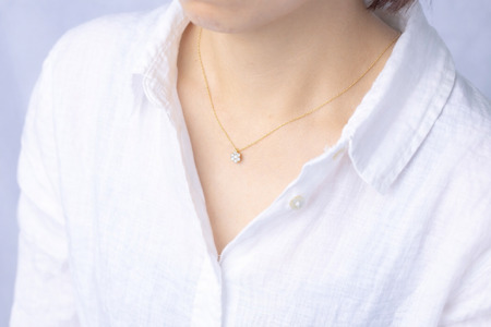 ダイヤモンド ネックレス フラワーS 0.45ct K18 イエローゴールド ジュエリー ダイヤ  18金 山梨 H-730 SWCI013-yg