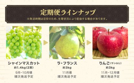 先行予約 全6回 フルーツ定期便 さくらんぼ 佐藤錦 尾花沢すいか もも シャインマスカット ラ・フランス りんご 令和8年産 ja-ft6xx-b