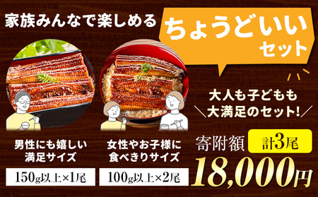 【最短3日発送】うなぎ 蒲焼き 3尾| 鰻 国産