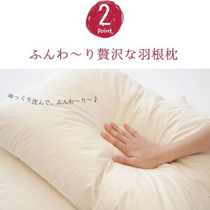 2つの枕を重ねて使う枕 シャンパンベージュ　高さの異なる2つの枕を重ねて好みの寝心地を実現できる羽根枕 ｜ 枕 羽根 羽根まくら ホテル仕様 ふわふわ フェザー まくら 大きい 高い 高め 低い 低め 洗える 日本製