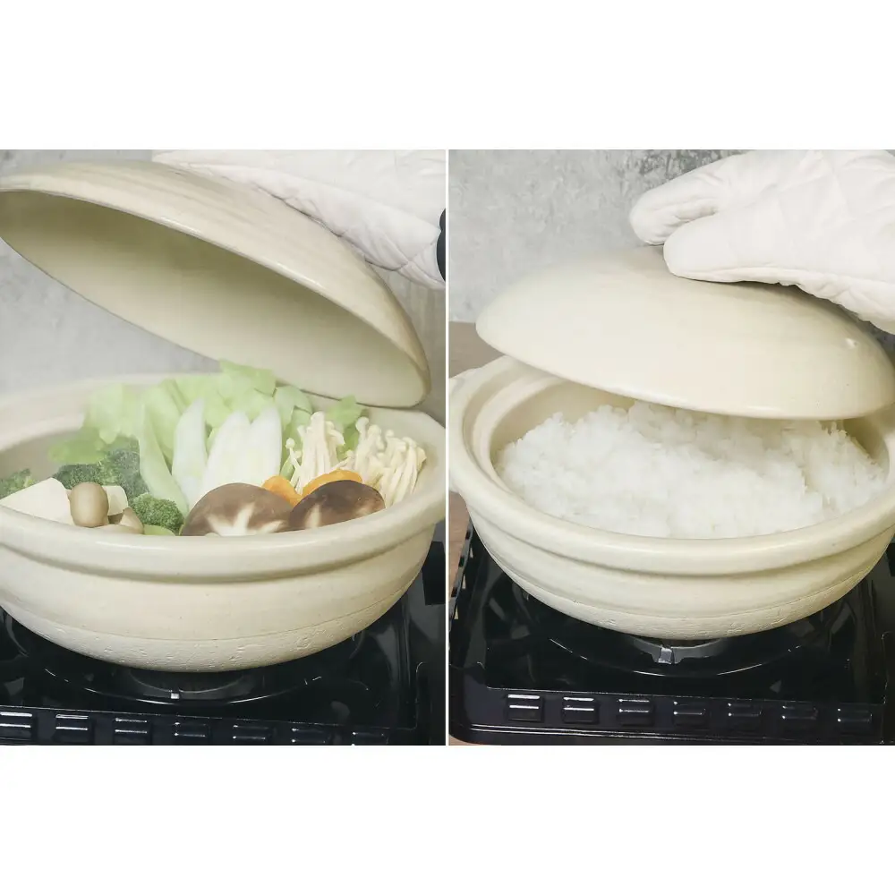 信楽焼 9号手付き土鍋 ご飯鍋（きなり色）