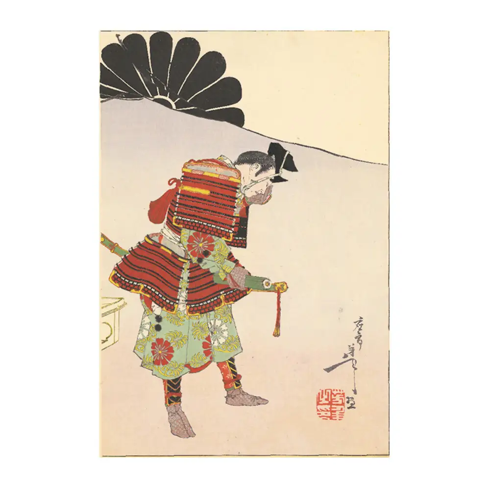 オリジナル【レプリカ浮世絵（2枚絵）月岡芳年作「新撰東錦絵 於楠正成桜井駅ニ一子正行ニ遺訓シテ訣別スルノ図」】／名古屋刀剣博物館