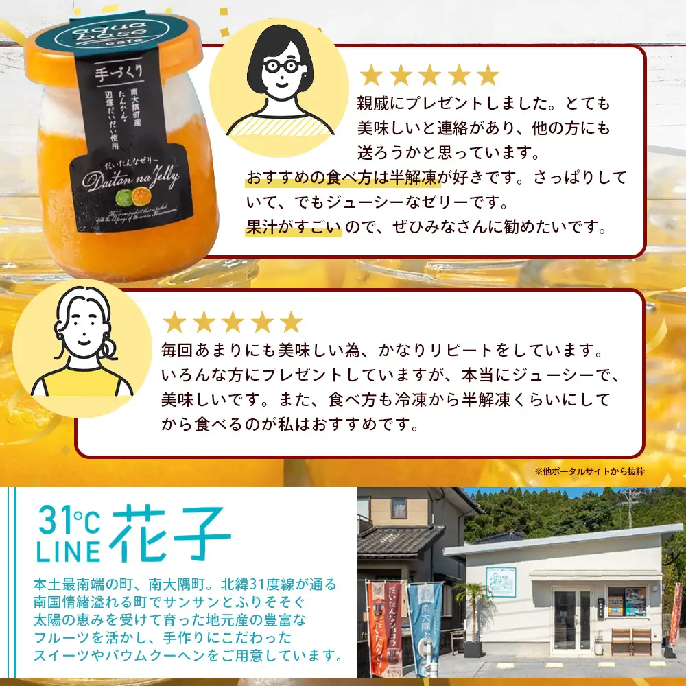 だいたんな！とろけるスイーツセット & バウムセット（だいたんな詰め合わせ６個＋バウムクーヘン・プレーンSH-11| たんかん ソース ムース チョコレートムース ショコラ 辺塚だいだい タンカン ゼリー 果肉 プリン バームクーヘン バウムクーヘン スイーツ 鹿児島県 南大隅町 31℃LINE花子