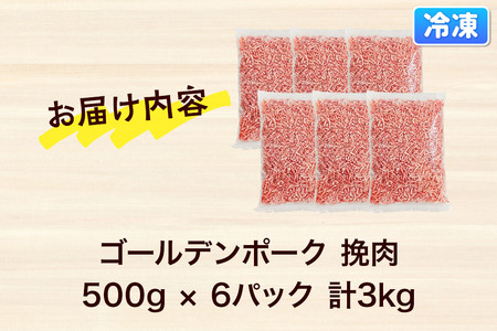 肉 豚 【冷凍】ゴールデンポーク 挽肉 3kg セット