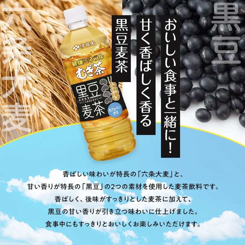 健康ミネラル麦茶黒豆麦茶 650ml×1ケース （24本）