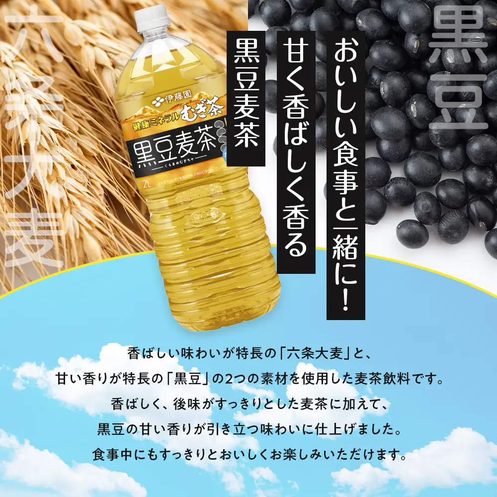 健康ミネラル麦茶黒豆麦茶 2L×1ケース （6本）