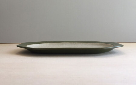【瀬戸焼】 Plain 21.5cm プレート 中皿 2枚 (緑) 【カネ三商店】 / 食器 皿 プレート ギフト / 瀬戸市[BBDD050]