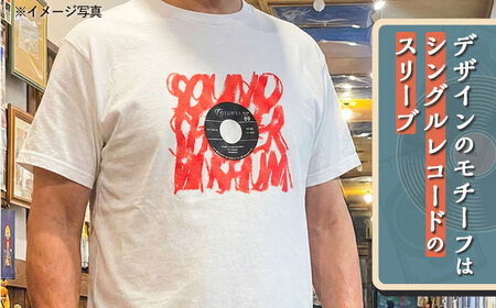 オリジナルTシャツ半袖 レコード柄（白） Sサイズ ＜音浴博物館＞[CBH005]