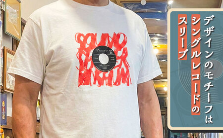 オリジナルTシャツ半袖 レコード柄（白） LLサイズ ＜音浴博物館＞[CBH008]