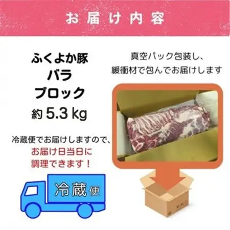 工場直送・鮮度抜群・ダイナミック【ふくよか豚】豚バラブロック 約5.3kg【配送不可地域：離島】【1711277】