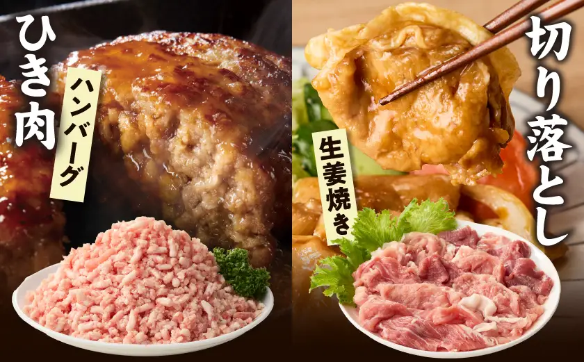 「前田さん家のスウィートポーク」肉肉肉1kgセット〔AA-89-002-1kg〕_(都城市) 豚肉 豚 ブランド豚 ロース バラ 切り落とし ひき肉 セット 1kg 肉 料理 アレンジ