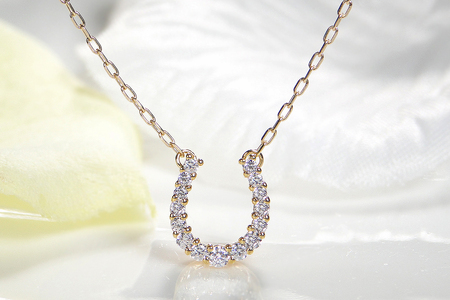 K18YG 0.2ct 馬蹄 ダイヤモンド ネックレス ペンダント EmN0021-18Y SWCJ007
