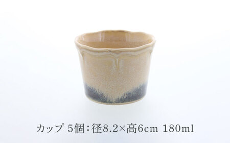 【美濃焼】ポルト ティーク型 カップ 5点セット【カネ定製陶】[MEI242]