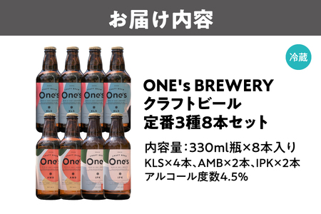ONE's BREWERY クラフトビール 定番３種８本セット_OS273-0002