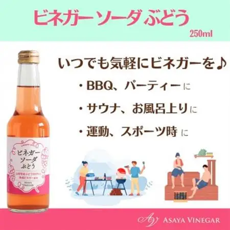 山梨産ぶどう100%の熟成ビネガーで造った!そのまま飲める【ビネガーソーダぶどう6本セット】【配送不可地域：離島】【1537854】