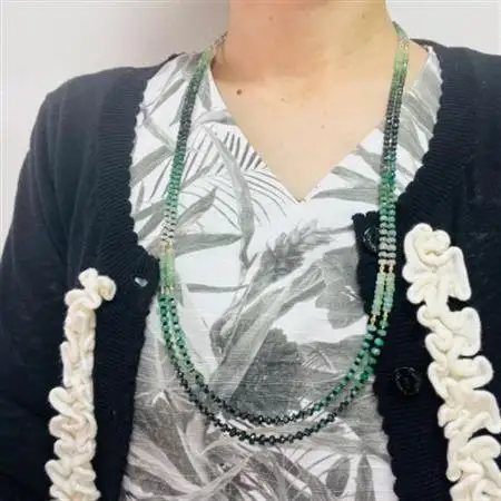 エメラルド ブラックスピネル 2連 ロングネックレス【配送不可地域：離島・沖縄県】【1545705】