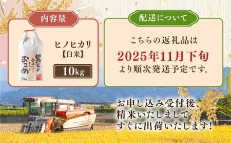 日永園 ヒノヒカリ 白米10kg 【2025年11月下旬より発送予定】 米 お米 ご飯  うきは市