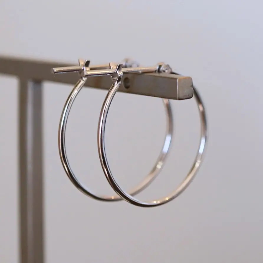 Pt900 プラチナ 地金 パイプ フープ 定番 ピアス（直径20mm) 保証書付 KO-0078 SWAD105