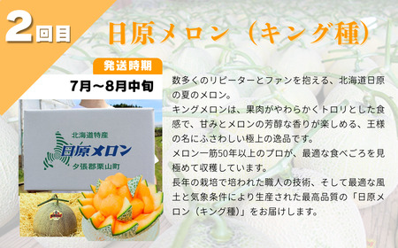 北海道産赤肉メロン3種定期便（1玉×3回）