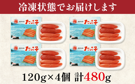 【丸鮮道場水産 】大手百貨店でも人気の前浜たらこ 便利に小分けでお届け詰合せ計 480g(120g×4) 低塩 たらこ 小分け たらこ 国産 たらこ 北海道 噴火湾産 たらこ 小分けで便利 たらこ 粒しっかり 食べ切りサイズ 小分け