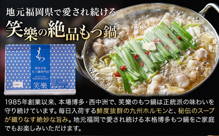 もつ鍋 醤油味 セット 薬味付き ちゃんぽん麵 博多笑樂 2～3人前 地域商社ふるさぽ《90日以内に出荷予定(土日祝除く)》福岡県 鞍手町 もつ 鍋 牛モツ 醤油